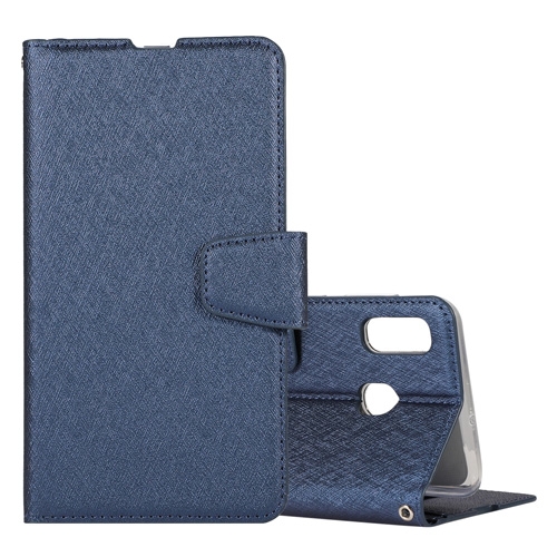 

Silk Texture Horizontal Flip Leather Case for Huawei Y7 Pro (2019), with Holder & Card Slots & Wallet & Photo Frame (Dark Blue)