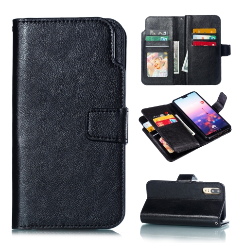 

Multifunctional Litchi Texture Horizontal Flip Leather Case for Huawei P20, with Nine Card Slot & Holder & Wallet(Black)