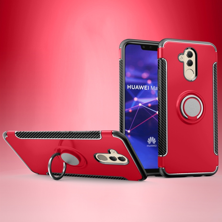 

Magnetic 360 Degree Rotation Ring Holder Armor Protective Case for Huawei Mate 20 Lite (Red)