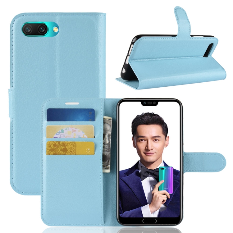 

For Huawei Honor 10 Litchi Texture Horizontal Flip PU Leather Case with Holder & Card Slots & Wallet(Blue)