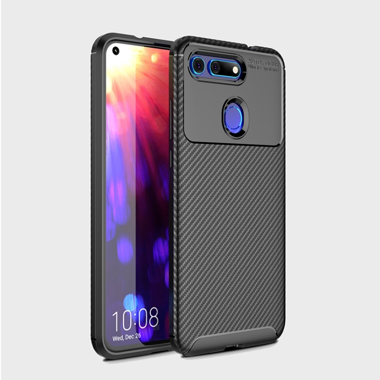 

Carbon Fiber Texture Shockproof TPU Case for Huawei Honor V20 (Black)