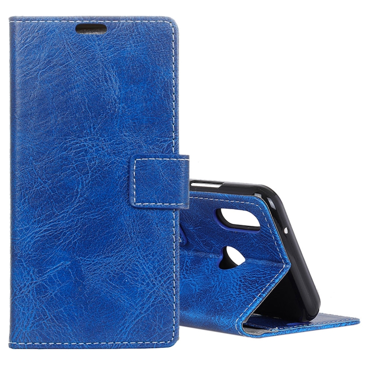 

Retro Crazy Horse Texture Horizontal Flip Leather Case for Huawei Honor 10 Lite / P Smart 2019, with Holder & Card Slots & Photo Frame(Blue)