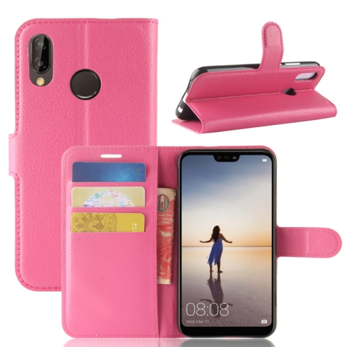 

For Huawei P20 Lite PU + TPU Litchi Texture Horizontal Flip Leather Case with Wallet & Holder & Card Slots (Magenta)
