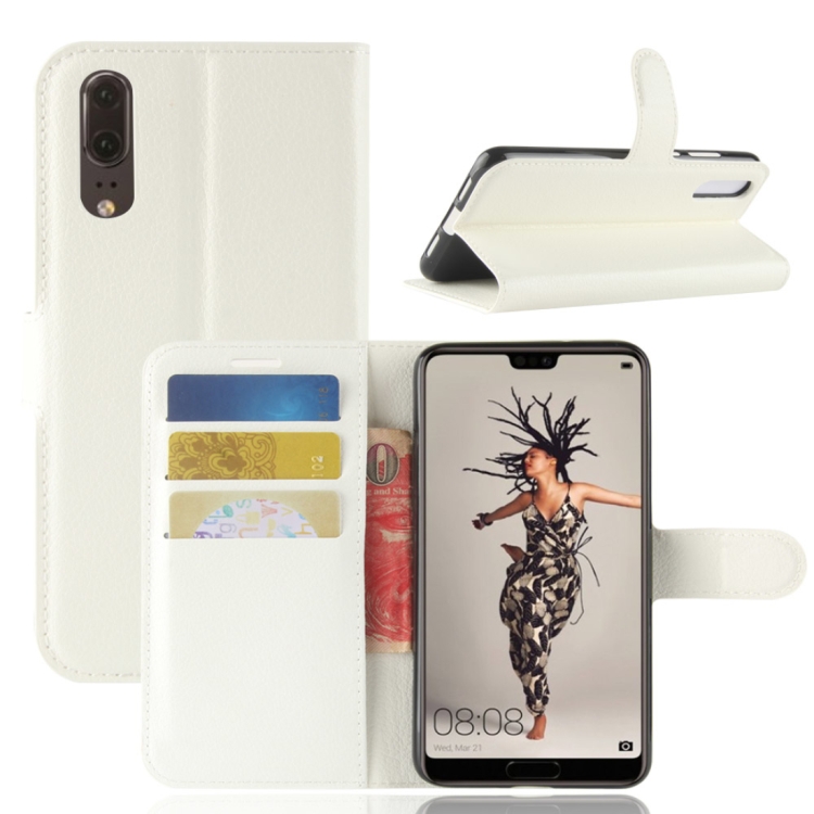 

For Huawei P20 PU + TPU Litchi Texture Horizontal Flip Leather Case with Wallet & Holder & Card Slots (White)