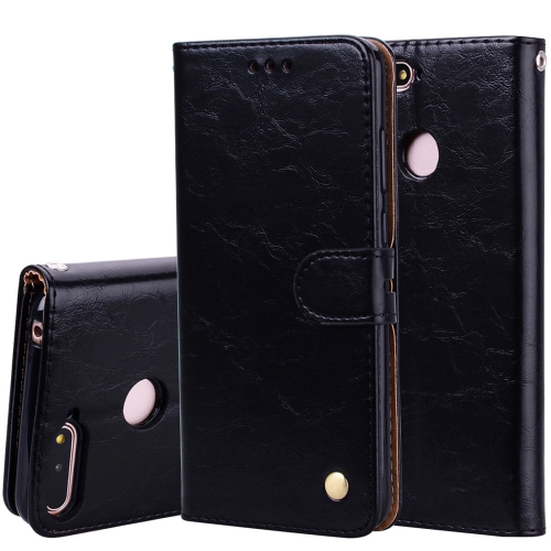 

Business Style Oil Wax Texture Horizontal Flip Leather Case for Huawei Honor 7A (with fingerprint hole), with Holder & Card Slots & Wallet(Black)