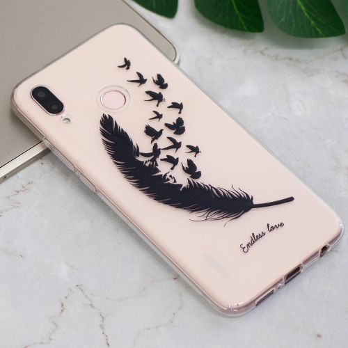 

For Huawei P20 Lite / Nova 3e Feather Flying Birds Pattern Oil Embossed Soft TPU Protective Back Case