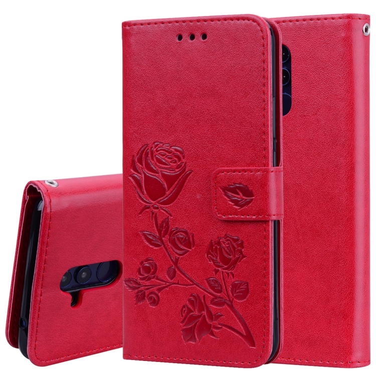 

Rose Embossed Horizontal Flip PU Leather Case for Huawei Mate 20 Lite, with Holder & Card Slots & Wallet (Red)