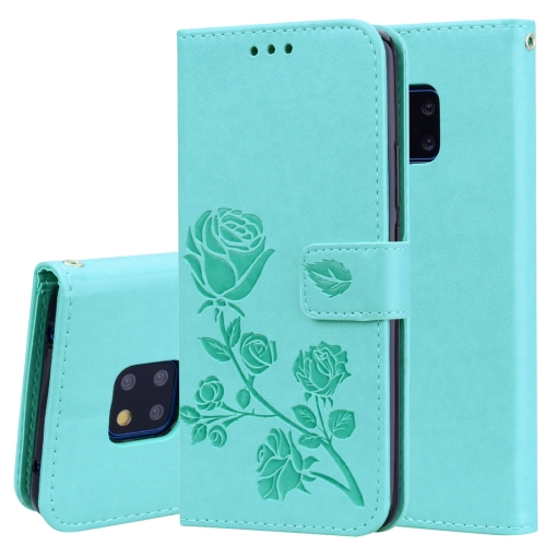 

Rose Embossed Horizontal Flip PU Leather Case for Huawei Mate 20 Pro, with Holder & Card Slots & Wallet (Green)