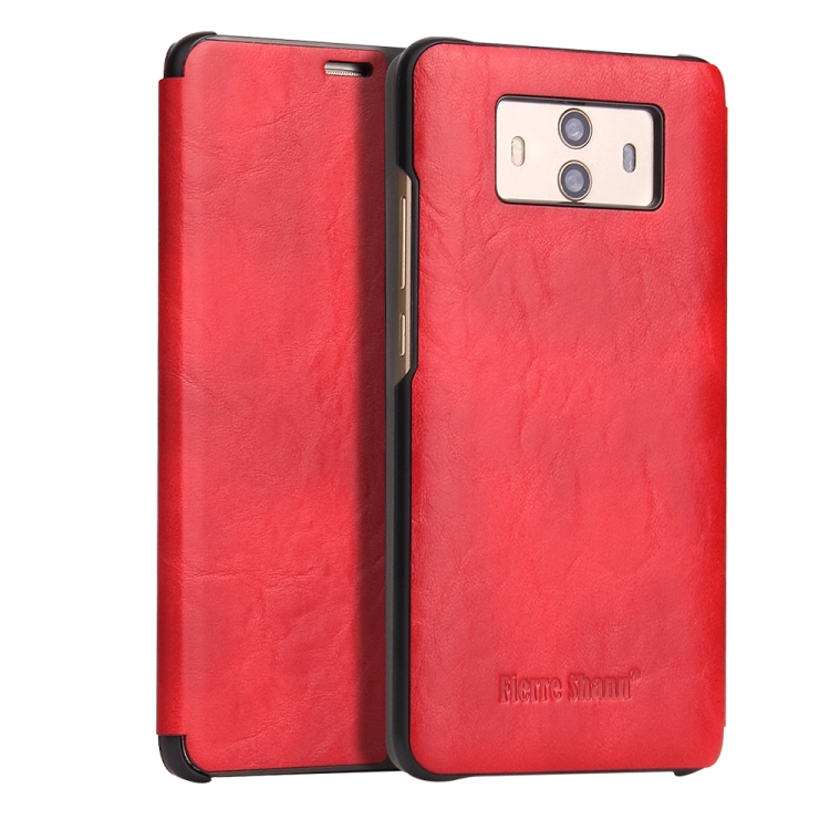 

Fierre Shann Crazy Horse Texture Horizontal Flip PU Leather Case for Huawei Mate 10, with Smart View Window & Sleep Wake-up Function (Red)