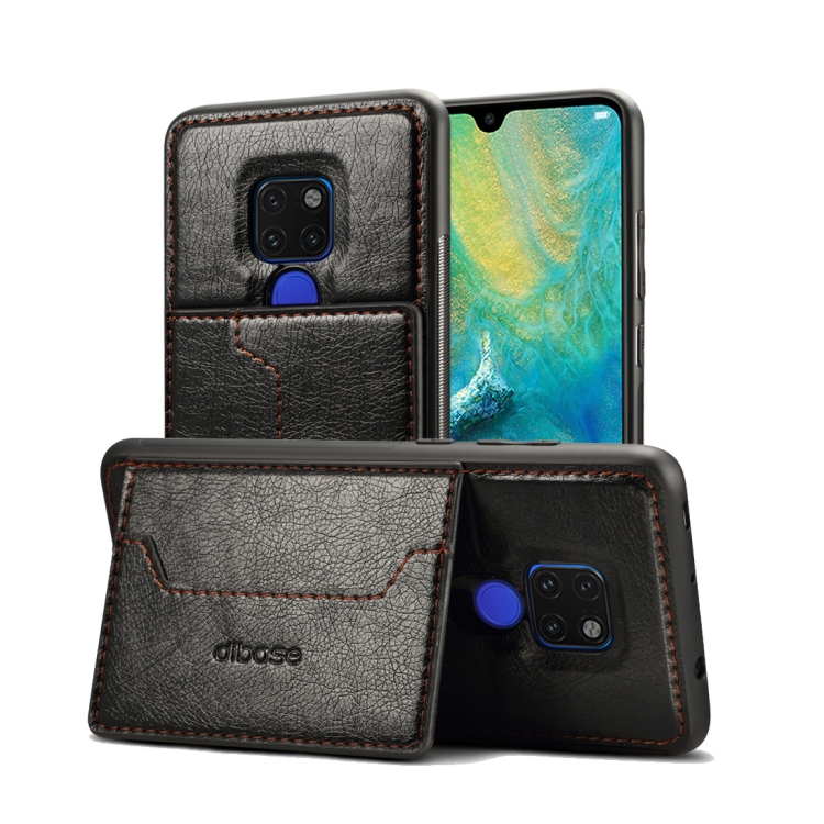 

Dibase TPU + PC + PU Crazy Horse Texture Protective Case for Huawei Mate 20, with Holder & Card Slots (Black)