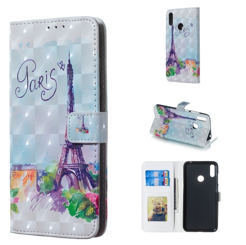 

Tower Pattern 3D Horizontal Flip Leather Case for Huawei Y7 (2019), with Holder & Card Slots & Photo Frame & Wallet
