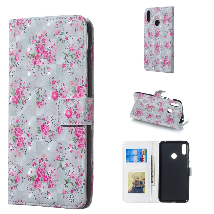 

Rose Pattern 3D Horizontal Flip Leather Case for Huawei Y7 (2019), with Holder & Card Slots & Photo Frame & Wallet