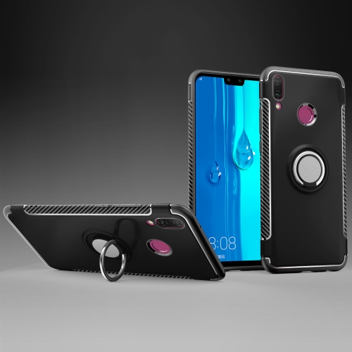 

Magnetic 360 Degree Rotation Ring Holder Armor Protective Case for Huawei Y9 (2019) (Black)