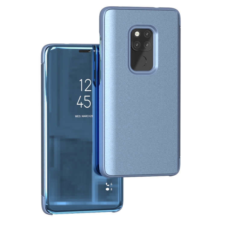 

Mirror Clear View Horizontal Flip PU Smart Leather Case for Huawei Mate 20, with Holder (Blue)