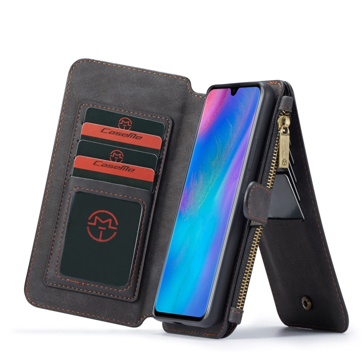 

CaseMe Crazy Horse Texture Detachable Horizontal Flip PU Leather Case for Huawei P30, with Card Slot & Holder & Zipper Wallet & Photo Frame (Black)