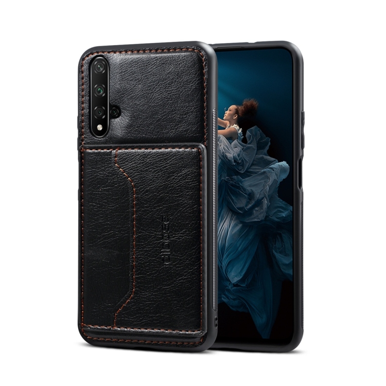 

Dibase TPU + PC + PU Crazy Horse Texture Protective Case for Huawei Nova 5 / Nova 5 Pro, with Holder & Card Slots (Black)