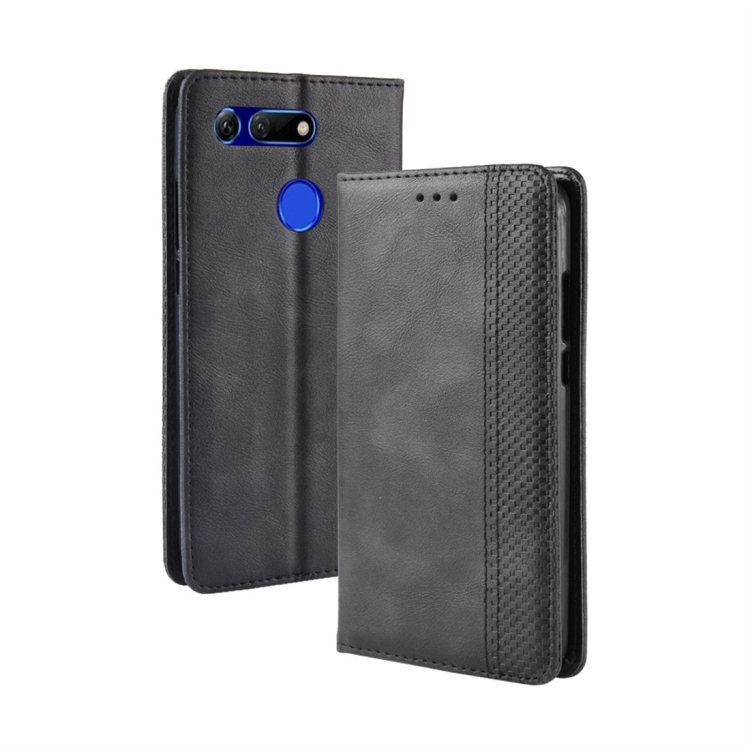 

Magnetic Buckle Retro Texture Horizontal Flip Leather Case for Huawei Honor View 20, with Holder & Card Slots & Wallet (Black)