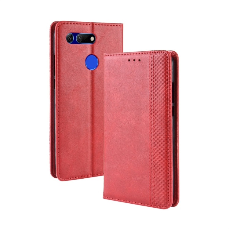 

Magnetic Buckle Retro Texture Horizontal Flip Leather Case for Huawei Honor View 20, with Holder & Card Slots & Wallet (Red)
