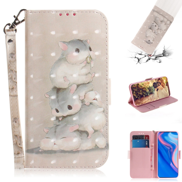 

3D Colored Drawing Squirrels Pattern Horizontal Flip Leather Case for Huawei P Smart Z / Y9 Prime 2019 / nova 5i, with Holder & Card Slots & Wallet