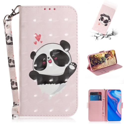 

3D Colored Drawing Heart Panda Pattern Horizontal Flip Leather Case for Huawei P Smart Z / Y9 Prime 2019 / nova 5i, with Holder & Card Slots & Wallet