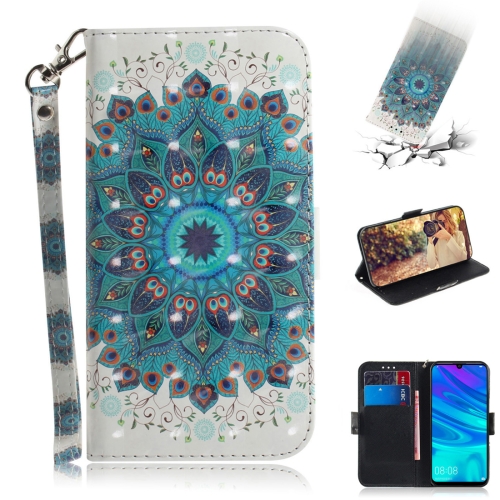 

3D Colored Drawing Peacock Wreath Pattern Horizontal Flip Leather Case for Huawei P Smart+ 2019 / Enjoy 9s / Honor 10i / Honor 20i / Honor 20 Lite, with Holder & Card Slots & Wallet