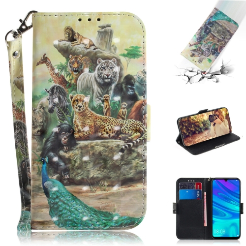 

3D Colored Drawing Animals Pattern Horizontal Flip Leather Case for Huawei P Smart+ 2019 / Enjoy 9s / Honor 10i / Honor 20i / Honor 20 Lite, with Holder & Card Slots & Wallet