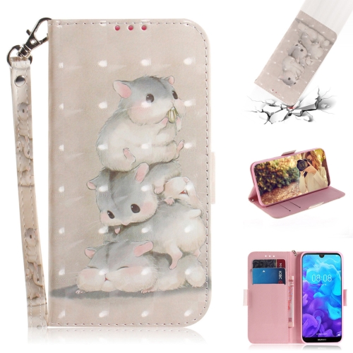 

3D Colored Drawing Squirrels Pattern Horizontal Flip Leather Case for Huawei Y5 (2019) / Honor 8s, with Holder & Card Slots & Wallet