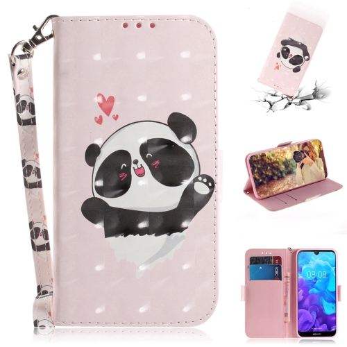 

3D Colored Drawing Heart Panda Pattern Horizontal Flip Leather Case for Huawei Y5 (2019) / Honor 8s, with Holder & Card Slots & Wallet