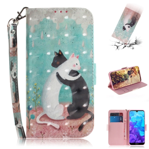 

3D Colored Drawing Cats Pattern Horizontal Flip Leather Case for Huawei Y5 (2019) / Honor 8s, with Holder & Card Slots & Wallet
