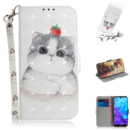 

3D Colored Drawing Cute Cat Pattern Horizontal Flip Leather Case for Huawei Y5 (2019) / Honor 8s, with Holder & Card Slots & Wallet