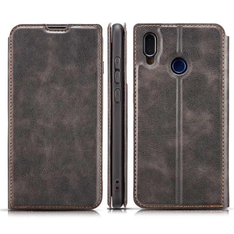 

Retro Simple Ultra-thin Magnetic Horizontal Flip Leather Case for Huawei P Smart (2019), with Holder & Card Slots & Lanyard (Black)