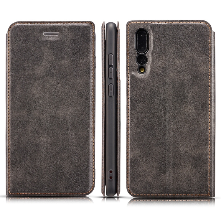 

Retro Simple Ultra-thin Magnetic Horizontal Flip Leather Case for Huawei P20, with Holder & Card Slots & Lanyard (Black)