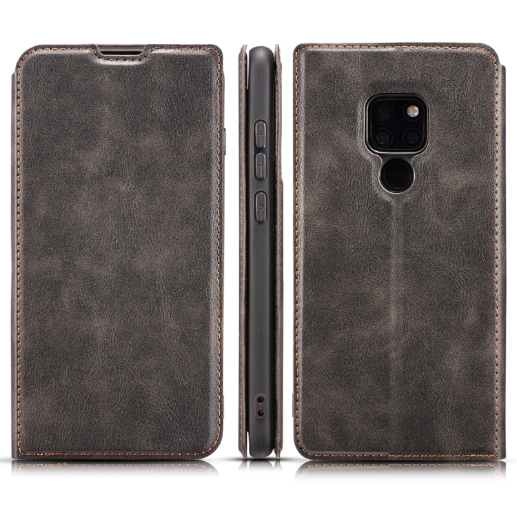 

Retro Simple Ultra-thin Magnetic Horizontal Flip Leather Case for Huawei Mate 20, with Holder & Card Slots & Lanyard (Black)