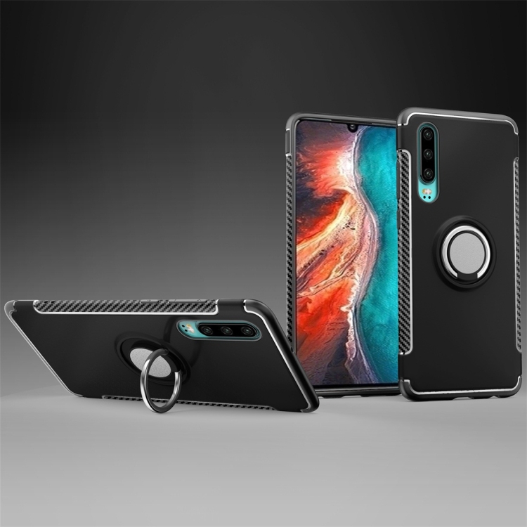 

Magnetic 360 Degree Rotation Ring Holder Armor Protective Case for Huawei P30 (Black)