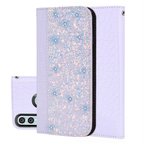 

Crocodile Texture Glitter Powder Horizontal Flip Leather Case for Huawei P Smart (2019) / Honor 10 Lite, with Card Slots & Holder (White)