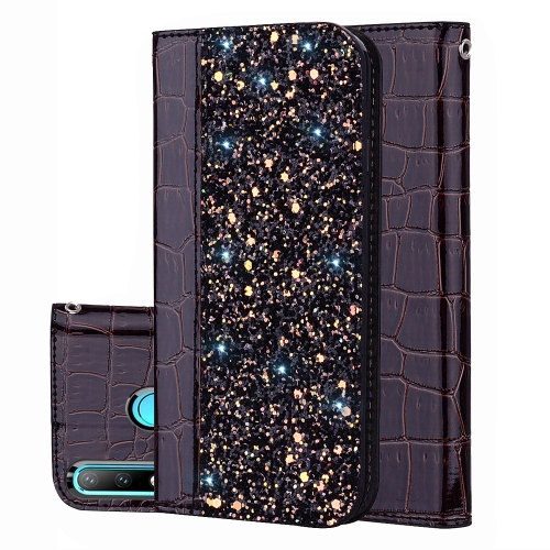 

Crocodile Texture Glitter Powder Horizontal Flip Leather Case for Huawei P30 Lite, with Card Slots & Holder (Black)