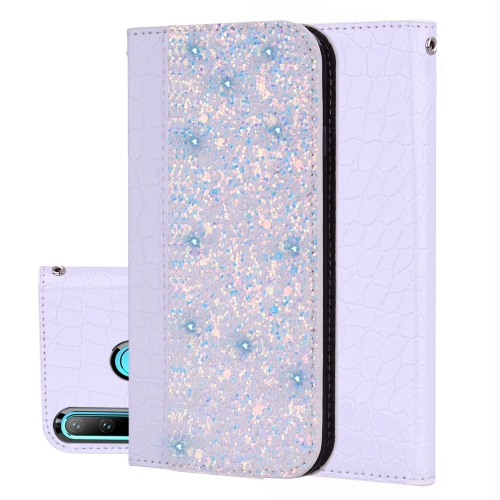 

Crocodile Texture Glitter Powder Horizontal Flip Leather Case for Huawei P30 Lite, with Card Slots & Holder (White)