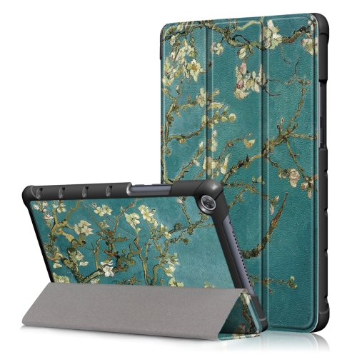 

Apricot Pattern Colored Drawing Horizontal Flip Leather Case for Huawei MediaPad M5 Lite, with Three-folding Holder