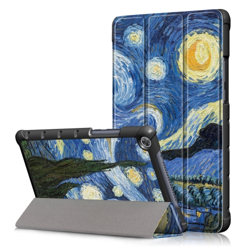 

Starry Sky Pattern Colored Drawing Horizontal Flip Leather Case for Huawei MediaPad M5 Lite, with Three-folding Holder