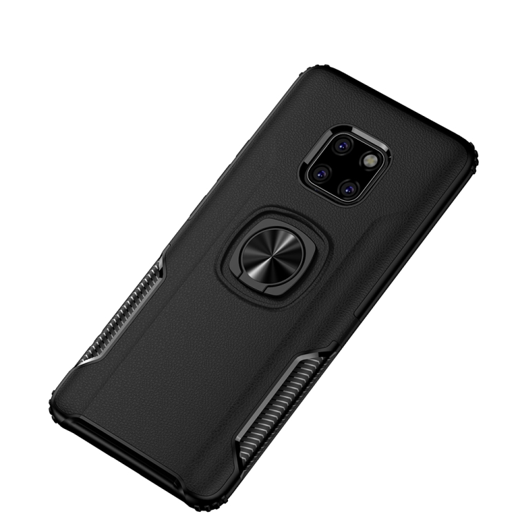

Shockproof Car Magnetic Case with 360 Degree Gold Armor Ring for Huawei Mate 20 Pro (Black)