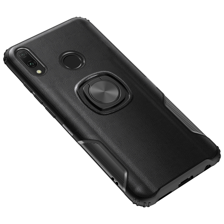

Shockproof Car Magnetic Case with 360 Degree Gold Armor Ring for Huawei Y9 (2019) (Black)