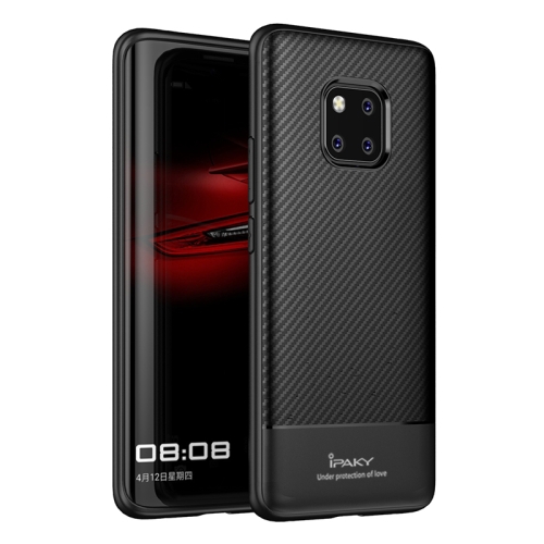

iPAKY Carbon Fiber Texture Soft TPU Case for Huawei Mate 20 Pro(Black)