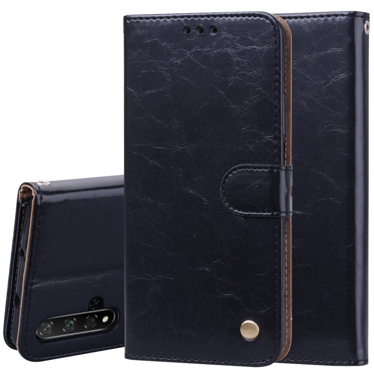 

Business Style Oil Wax Texture Horizontal Flip Leather Case for Huawei Honor 20, with Holder & Card Slots & Wallet (Black)