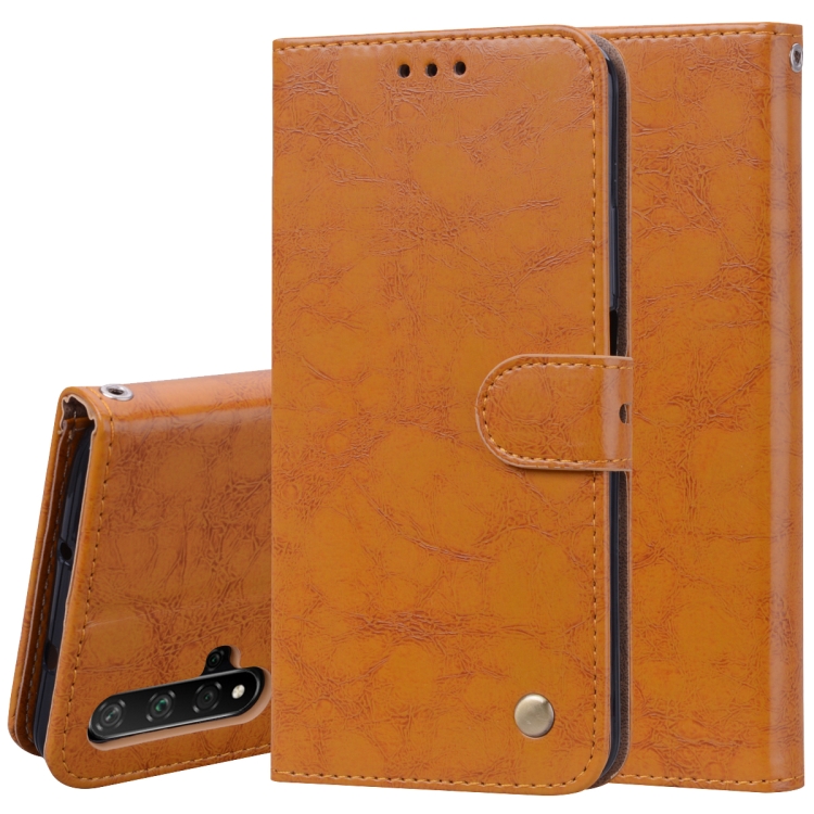

Business Style Oil Wax Texture Horizontal Flip Leather Case for Huawei Honor 20, with Holder & Card Slots & Wallet (Brown)
