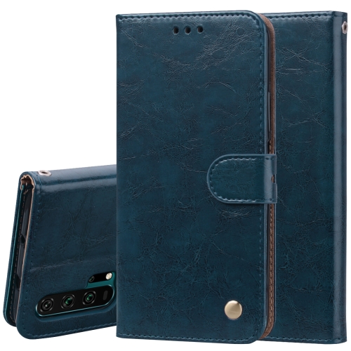 

Business Style Oil Wax Texture Horizontal Flip Leather Case for Huawei Honor 20 Pro, with Holder & Card Slots & Wallet (Blue)