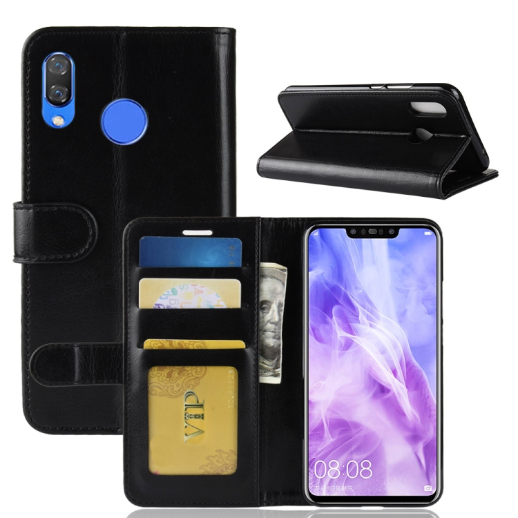 

Crazy Horse Texture Horizontal Flip Leather Case for Huawei nova 3, with Wallet & Holder & Card Slots(Black)