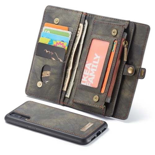 

CaseMe-008 Detachable Multifunctional Horizontal Flip Leather Case for Huawei P20 Pro, with Card Slot & Holder & Zipper Wallet & Photo Frame(Black)