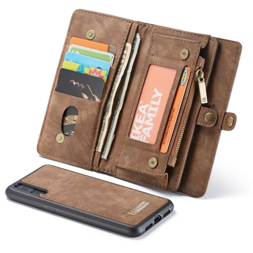 

CaseMe-008 Detachable Multifunctional Horizontal Flip Leather Case for Huawei P20 Pro, with Card Slot & Holder & Zipper Wallet & Photo Frame (Coffee)
