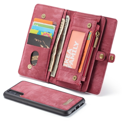 

CaseMe-008 Detachable Multifunctional Horizontal Flip Leather Case for Huawei P20 Pro, with Card Slot & Holder & Zipper Wallet & Photo Frame (Red)