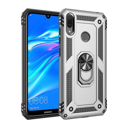 

Armor Shockproof TPU + PC Protective Case for Huawei Y7 (2019), with 360 Degree Rotation Holder (Silver)